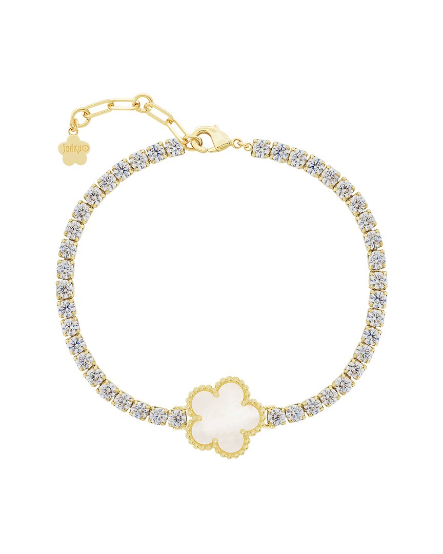 JANKUO Jankuo Flower 14K Plated Cz Statement Bracelet