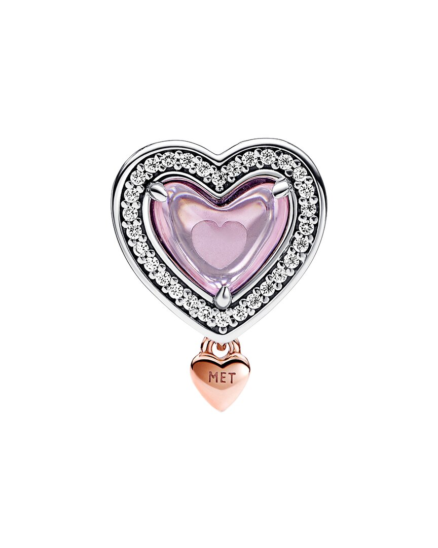 Pandora Pandora Moments Silver & 14K Rose Gold Plated Cz Two-Tone Openwork Mum & Heart