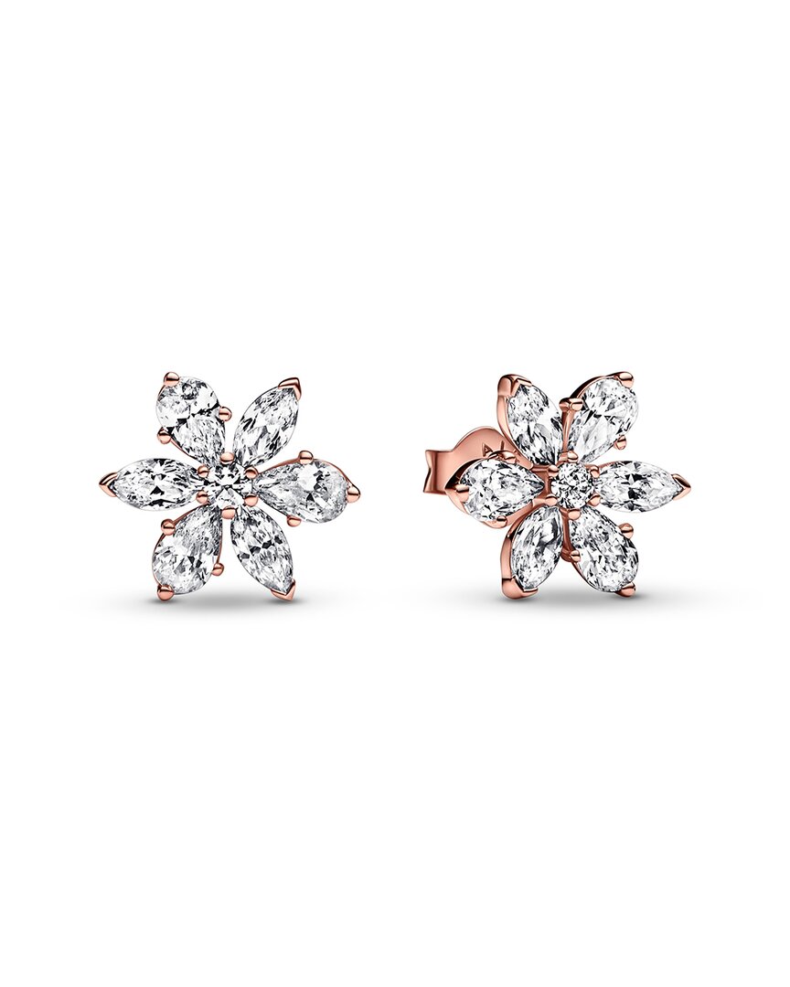Pandora Pandora Timeless 14K Rose Gold Plated Cz Sparkling Herbarium Cluster Stud