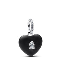 Pandora Pandora Moments Silver Matte Black Ceramic Heart Padlock Dangle Charm