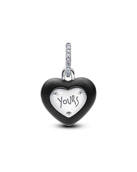 Pandora Pandora Moments Silver Matte Black Ceramic Heart Padlock Dangle Charm
