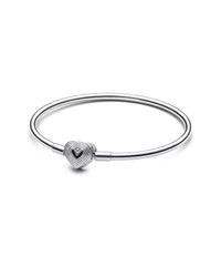 Pandora Pandora Moments Silver Radiating Heart Clasp Bangle Bracelet