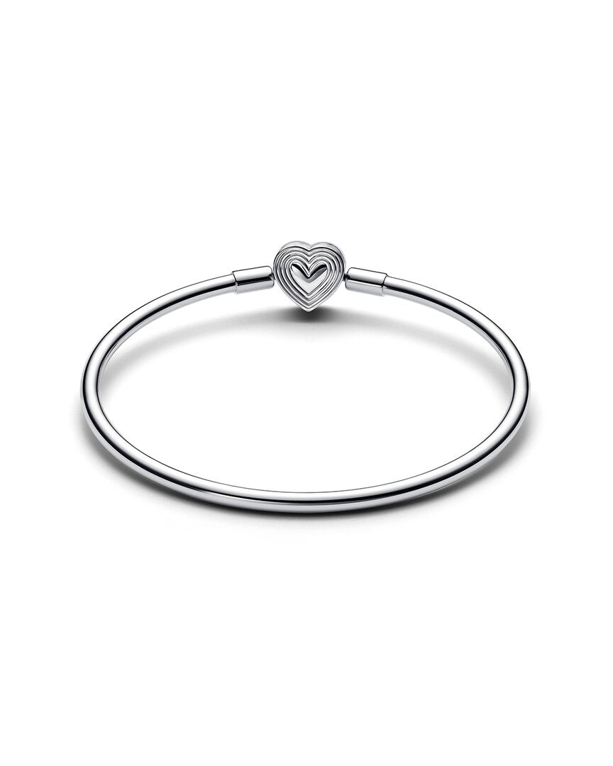 Pandora Pandora Moments Silver Radiating Heart Clasp Bangle Bracelet