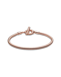 Pandora Pandora Moments 14K Rose Gold Plated T-Bar Snake Chain Bracelet