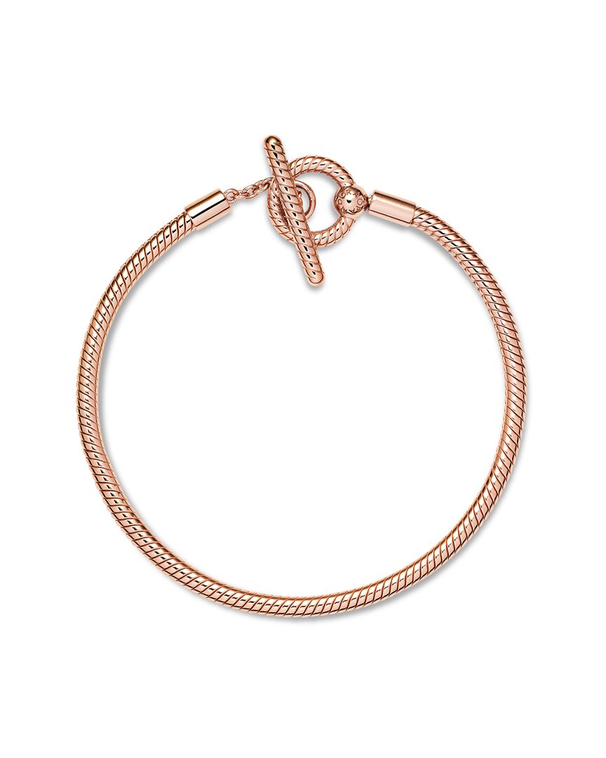 Pandora Pandora Moments 14K Rose Gold Plated T-Bar Snake Chain Bracelet