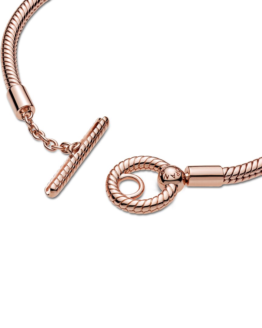 Pandora Pandora Moments 14K Rose Gold Plated T-Bar Snake Chain Bracelet