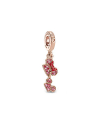 Pandora Disney 14K Rose Gold Plated Cz Disney Parks Minnie & Mickey Dangle No Color
