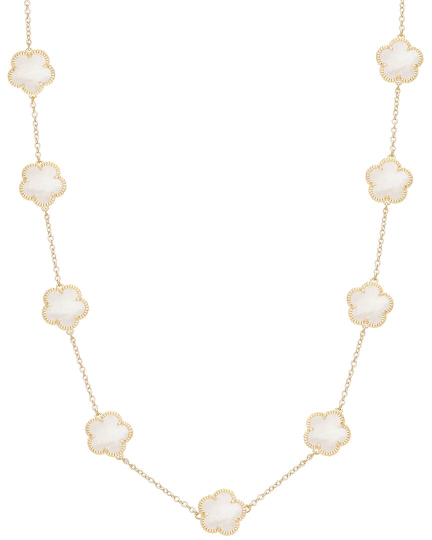 JANKUO Jankuo Flower 14K Plated Mother Of Pearl Station Necklace