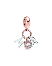 Pandora Moments 14K Rose Gold Plated & Silver Cz Mum Dangle Charm No Color