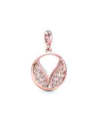 Pandora Me 14K Rose Gold Plated Cz Angel Wings Medallion Charm