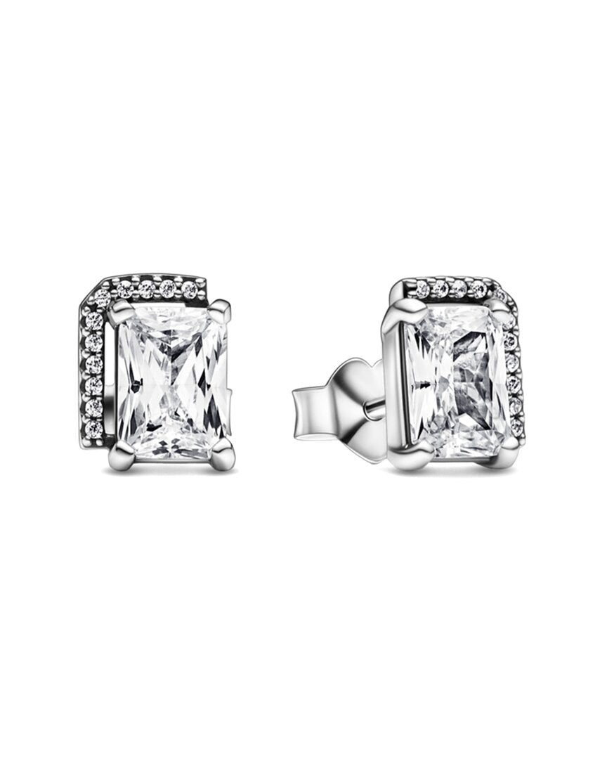 Pandora Pandora Timeless Silver Cz Rectangle Earrings