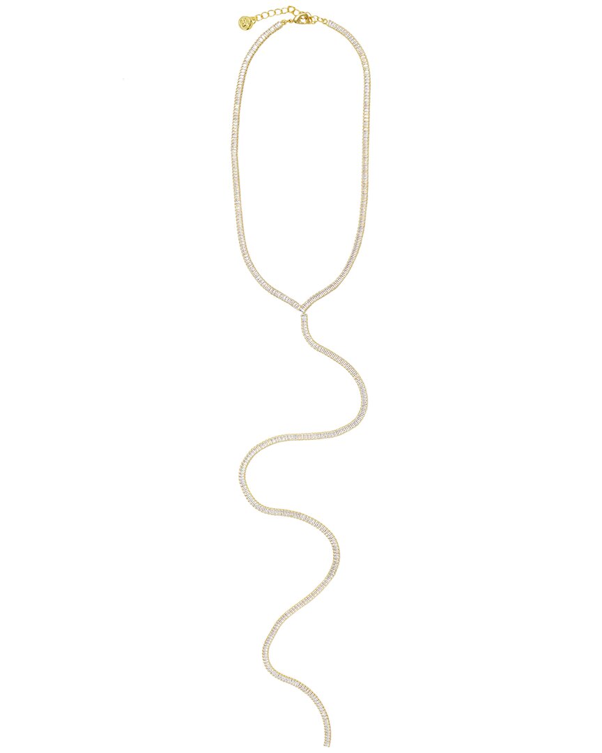 Cloverpost Jana 14K Plated Cz Tennis Lariat Necklace Yellow Gold
