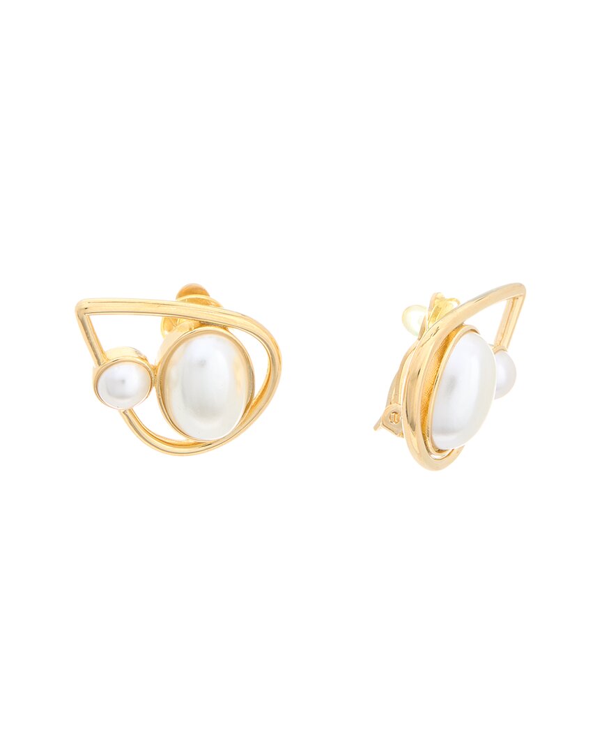 Oscar De La Renta Pearl Cabochon Stud Earrings
