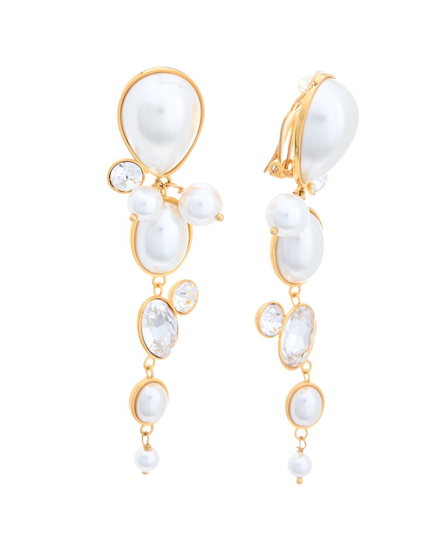 Oscar De La Renta Pearls And Stones Drop Earrings