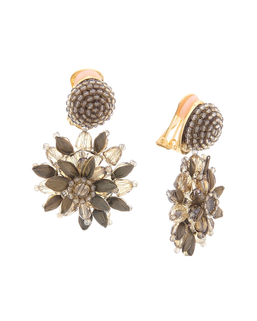 Oscar De La Renta Beaded & Raffia Sun Earrings