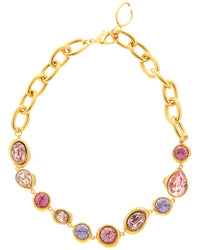 Oscar De La Renta Hammered Stones Chain Necklace