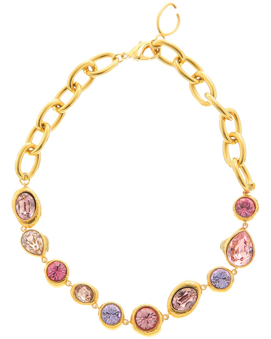 Oscar De La Renta Hammered Stones Chain Necklace