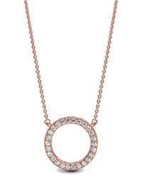 Pandora Signature 14K Rose Gold Plated Cz Circle Of Sparkle Necklace
