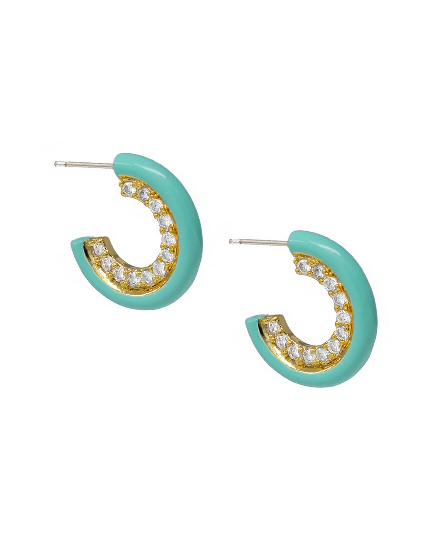 Cloverpost Decade 14K Plated Cz Hoops Green
