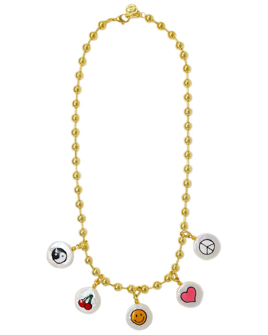 Cloverpost Squad 14K Plated 15-16Mm Pearl Charm Necklace Yellow Gold