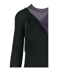 Bottega Veneta Womens Two-Toned Draped Ribbed Dress