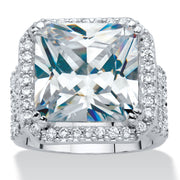 PalmBeach Jewelry Silvertone Cushion Cubic Zirconia Halo Bridge Ring Sizes 6-10