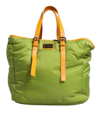 Dolce & Gabbana Green Nylon Padded Logo Plaque Tote Crossbody Women's Bag