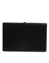 Dolce & Gabbana Black Leather Gold Frame Clutch Evening Party Purse Women's Bag