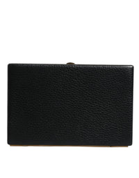 Dolce & Gabbana Black Leather Gold Frame Clutch Evening Party Purse Women's Bag