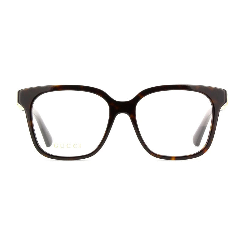 Gucci Eyeglasses Square Full Rim, Havana Frame and Clear Demo