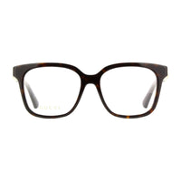 Gucci Eyeglasses Square Full Rim, Havana Frame and Clear Demo Lenses Lens GG1192O002