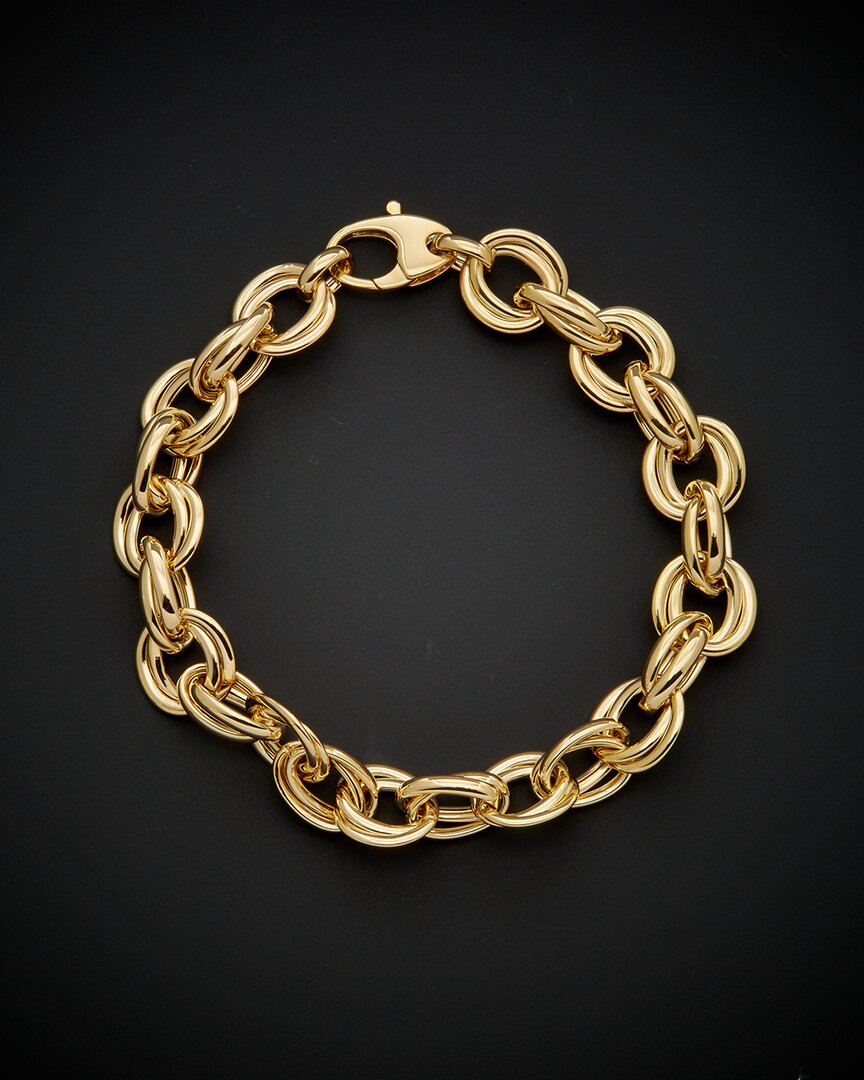 14K Italian Gold Oval & Round Link Bracelet