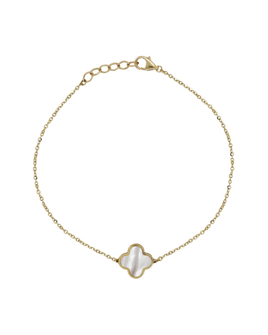 14K Italian Gold Pearl Clover Bracelet