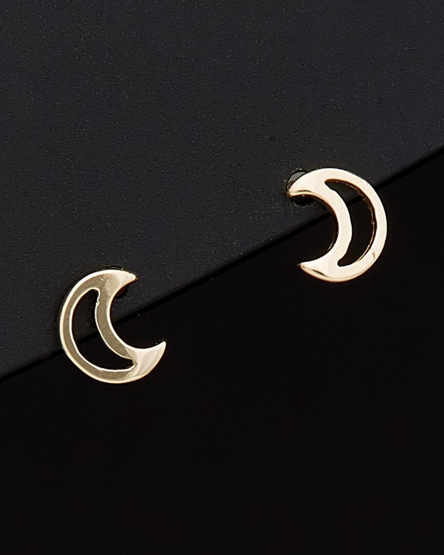 14K Italian Gold Crescent Moon Studs