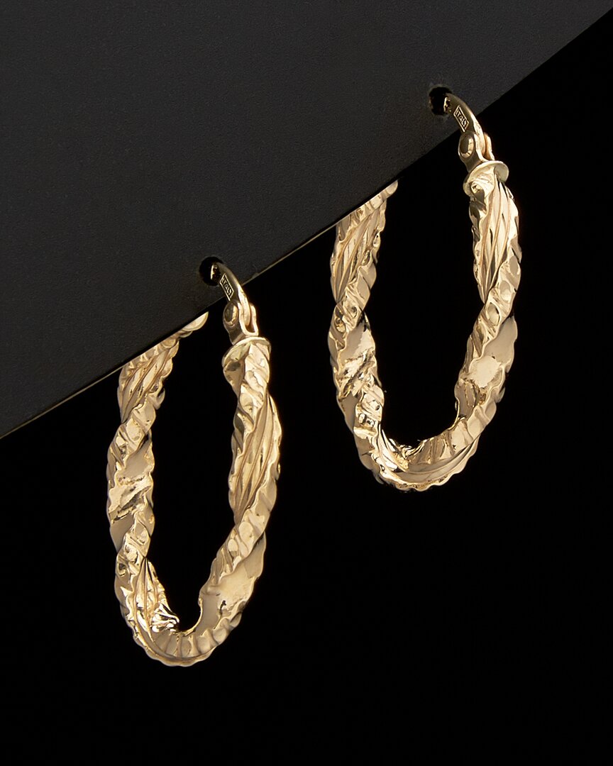 14K Italian Gold Twisted Oval Hoops