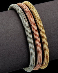 Meshmerise 18K-Plated Stainless Steel 3Pc Cuff Bracelets