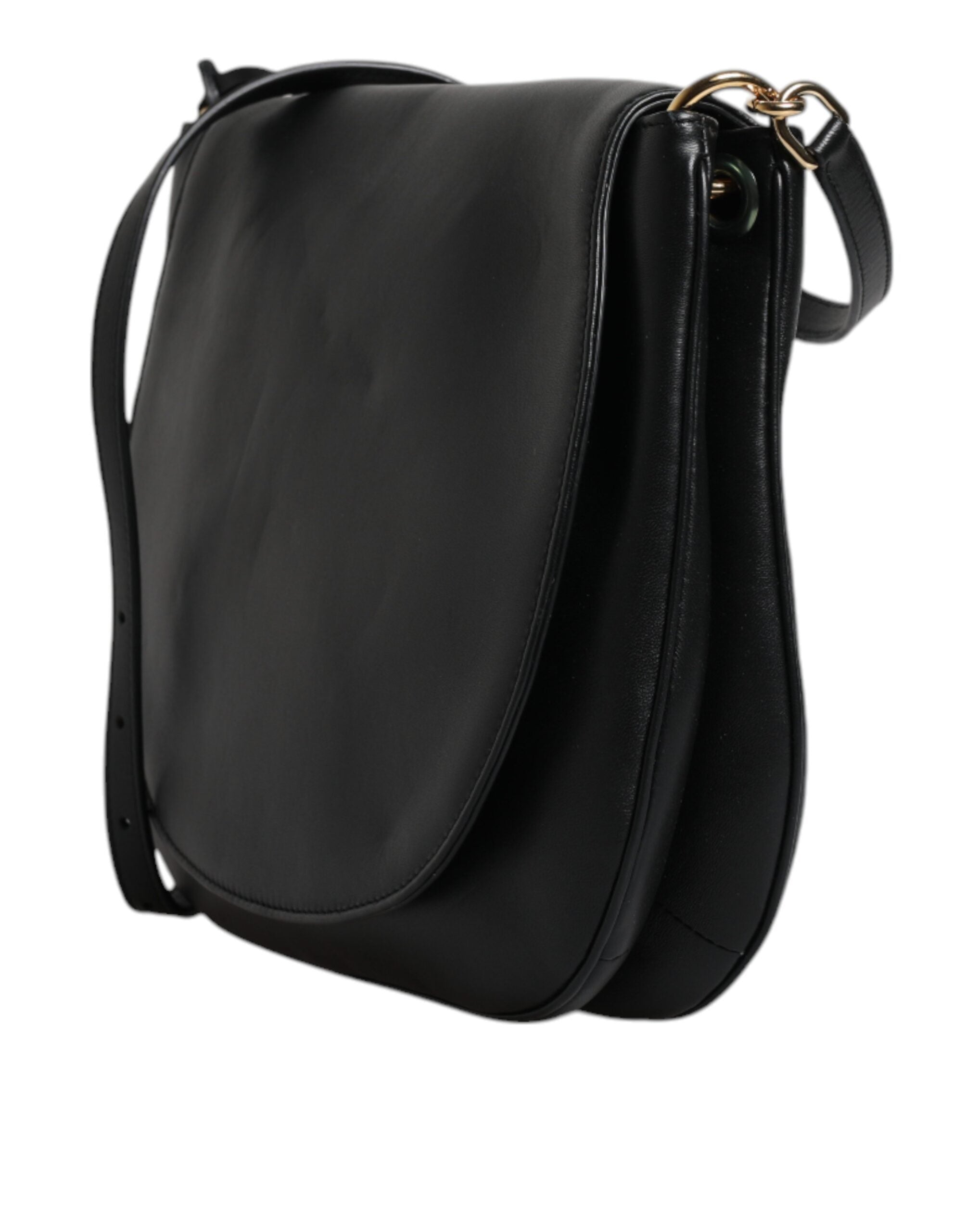 Dolce & Gabbana Black Leather Flap Saddle Shoulder Women's Bag (Pre-Loved)