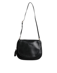 Dolce & Gabbana Black Leather Flap Saddle Shoulder Women's Bag (Pre-Loved)
