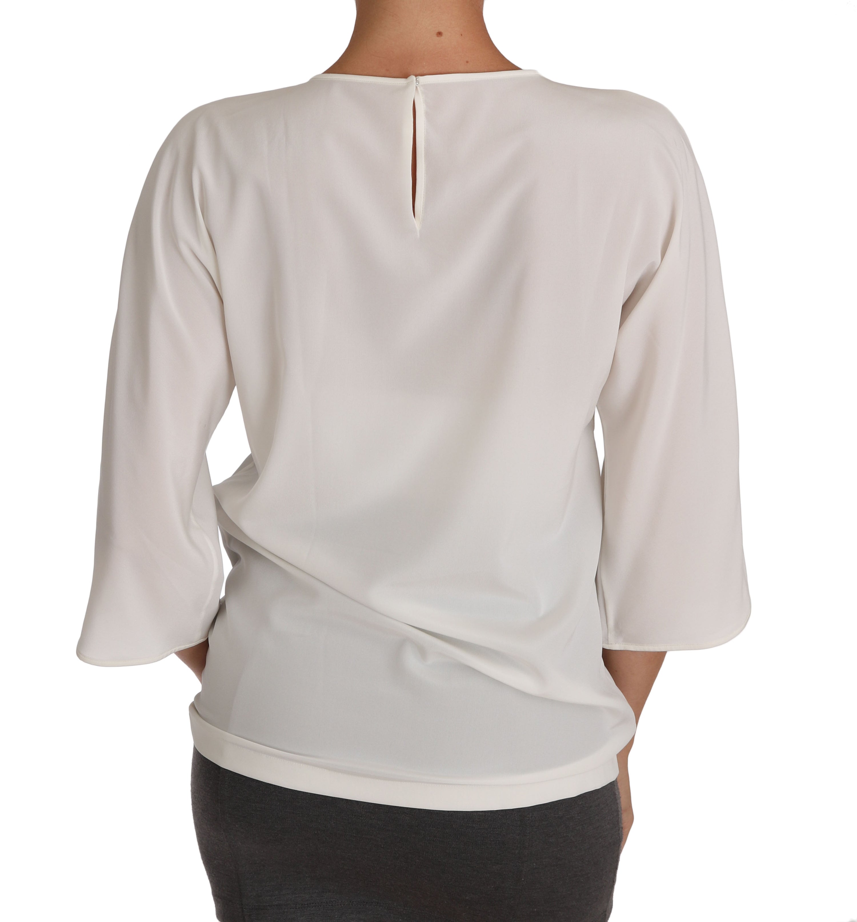 Dolce & Gabbana Dolce & Gabbana White Silk #dgfamily Crystal Women's T-shirt