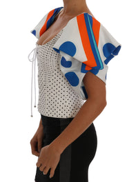 Dolce & Gabbana White Polka Silk Corset Bustier Women's Top