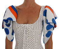Dolce & Gabbana White Polka Silk Corset Bustier Women's Top