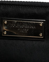 Dolce & Gabbana Black Nylon Logo Plaque Keyring Pouch Clutch Men's Bag