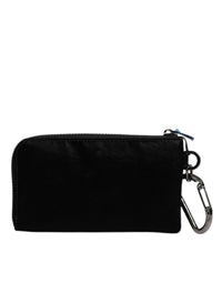 Dolce & Gabbana Black Nylon Logo Plaque Keyring Pouch Clutch Men's Bag