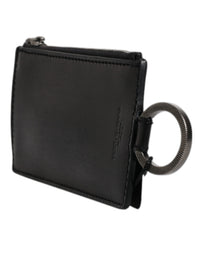 Dolce & Gabbana Dolce & Gabbana Black Horse Leather Lanyard Logo Card Holder Men's Wallet