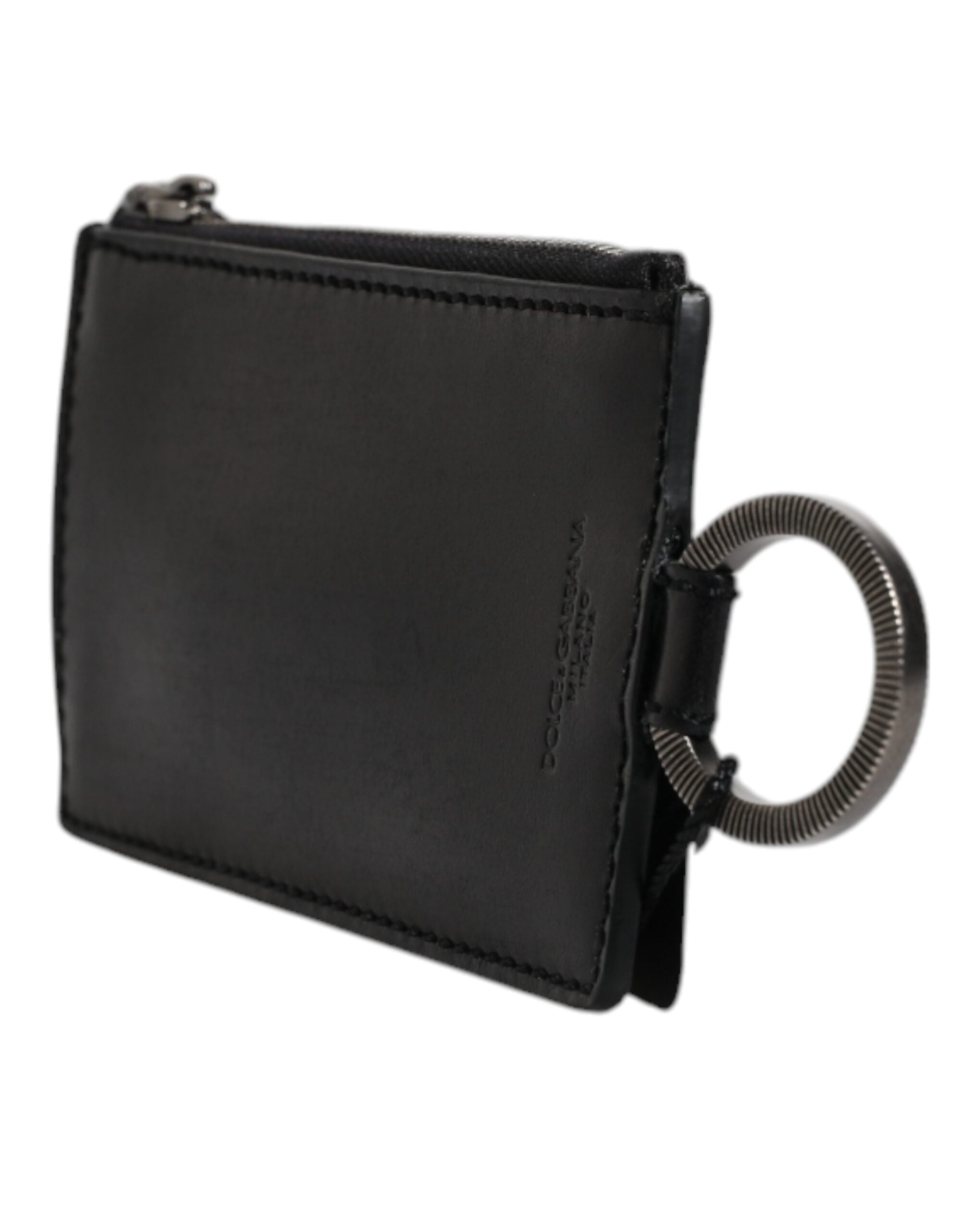 Dolce & Gabbana Dolce & Gabbana Black Horse Leather Lanyard Logo Card Holder Men's Wallet