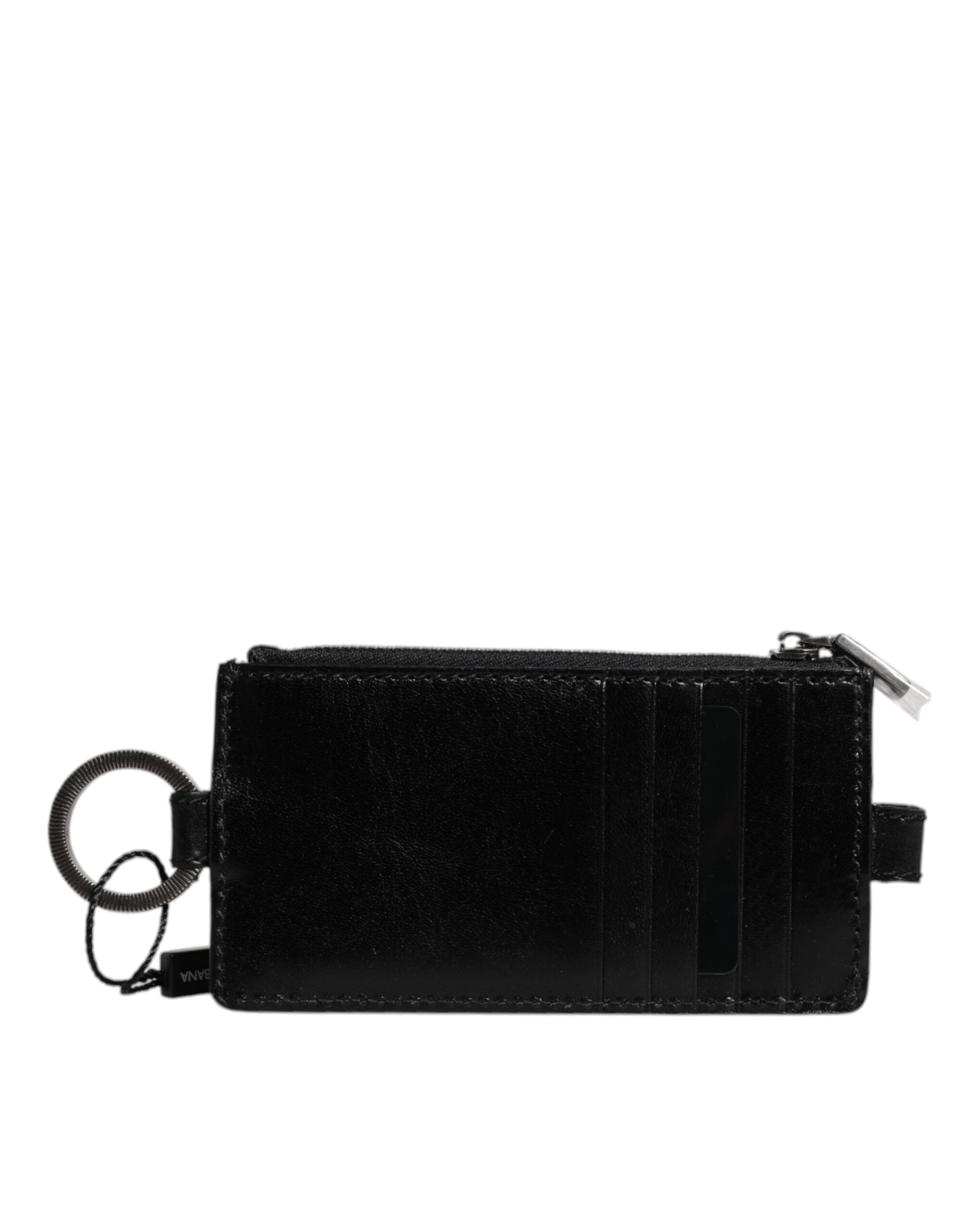 Dolce & Gabbana Dolce & Gabbana Black Horse Leather Lanyard Logo Card Holder Men's Wallet