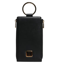 Dolce & Gabbana Dolce & Gabbana Black Leather Logo Plaque Neck Strap Card Coin Women's Wallet