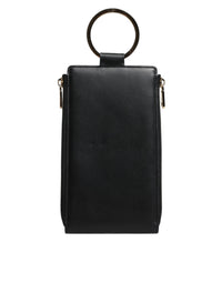 Dolce & Gabbana Dolce & Gabbana Black Leather Logo Plaque Neck Strap Card Coin Women's Wallet
