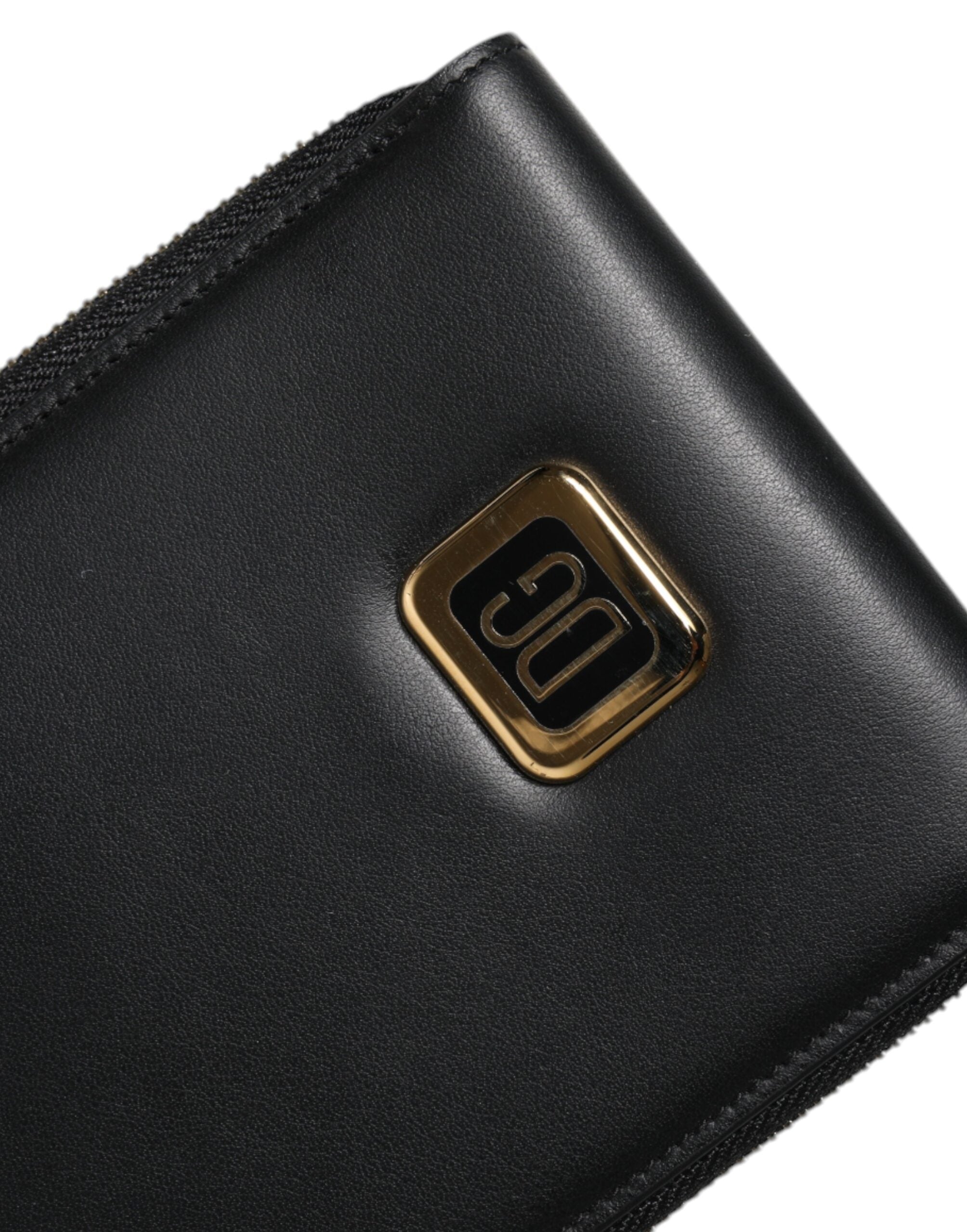 Dolce & Gabbana Dolce & Gabbana Black Leather Logo Plaque Neck Strap Card Coin Women's Wallet