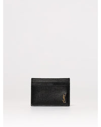 Saint Laurent YSL Card Holder Leather Men Black Wallets Black